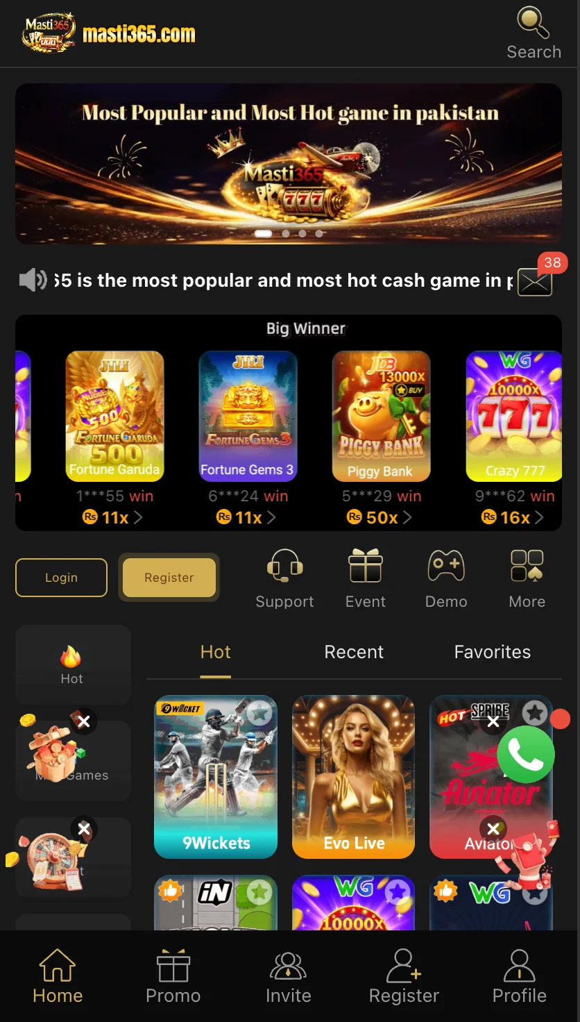 Masti 365 mobile game lobby screenshot Masti 365 mobile game lobby screenshot